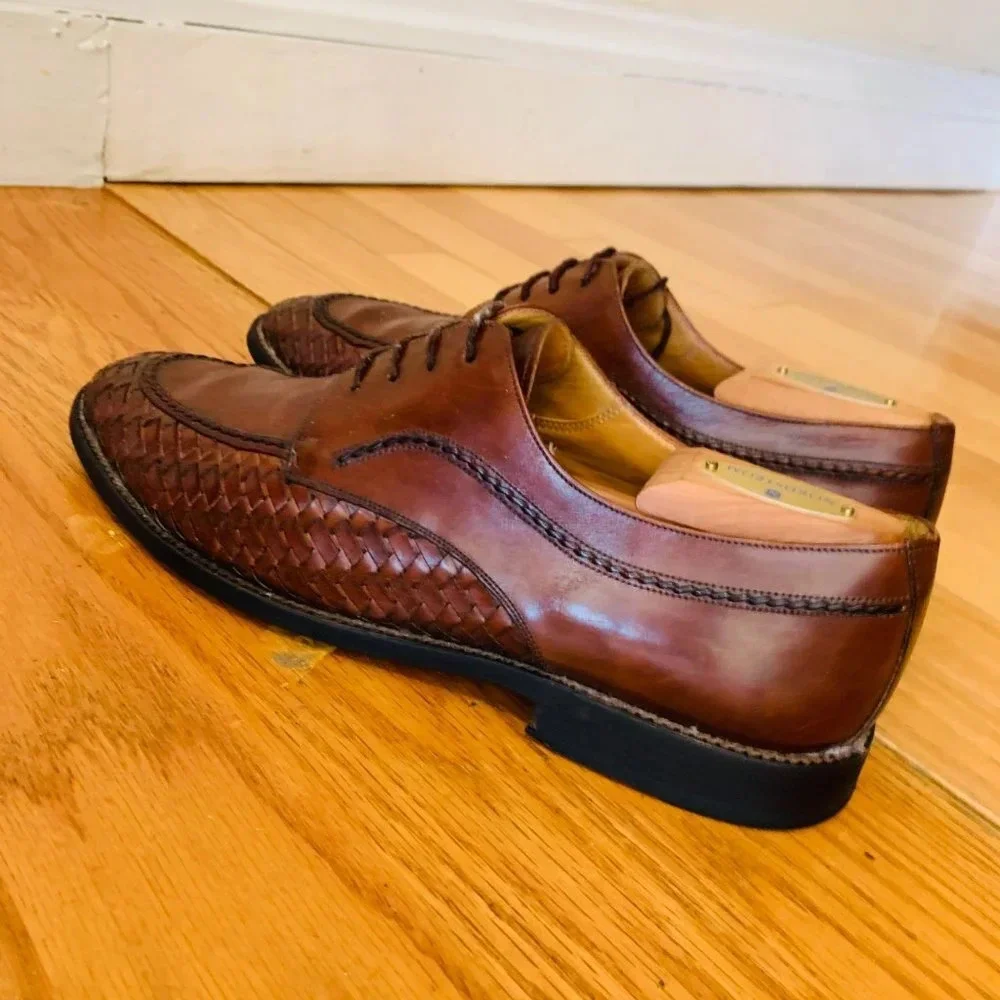Italian Hand- Made Woven Leather 'Mezlan' Oxford Shoes Men's Size 9 W